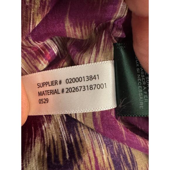 Lauren Ralph Lauren Women’s 1X Button-Down Shirt Purple Ikat Print Cotton Silk - Picture 6 of 6
